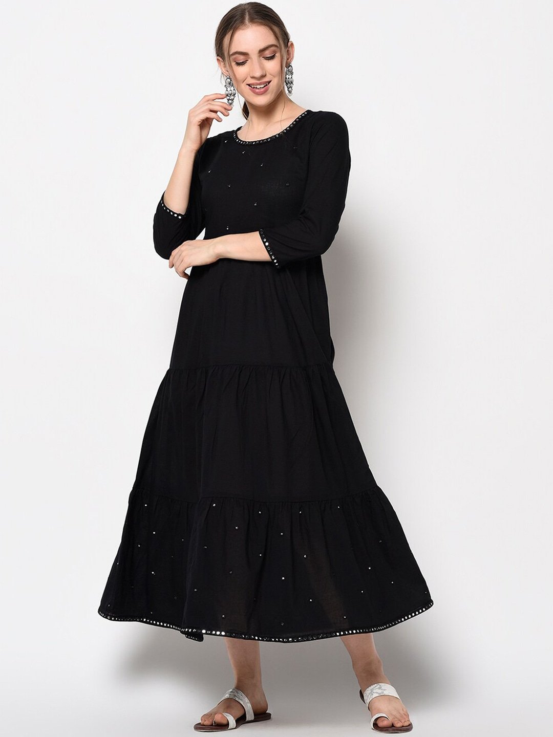 Women's Black A-Line Dress - Yufta