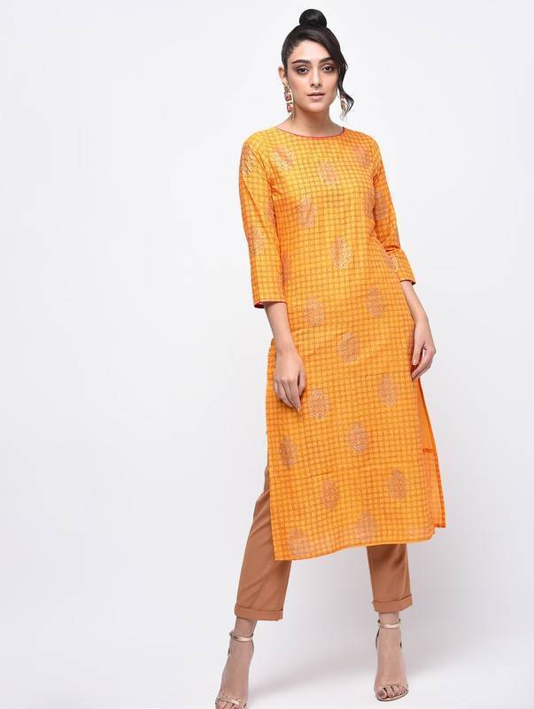 Women's Block Printed Straight Kurta - Aniyah