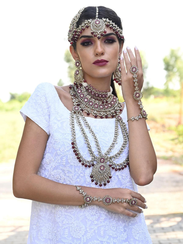 Women's Faux Pearl And Kundan Three Layered Jewelry Set - Odette