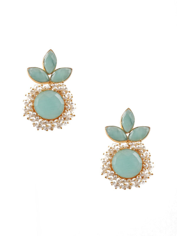 Women's Floral Stunning Light Blue Statement Earrings - Odette