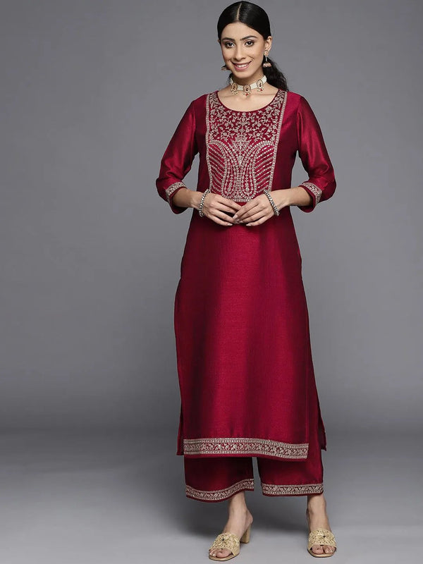 Fuchsia Yoke Design Silk Kurta - Jashvi