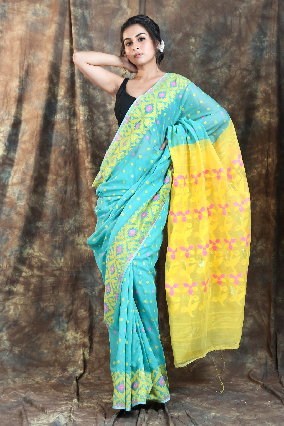 Women's Allover Buta Weaving Jamdani Saree - Arhi