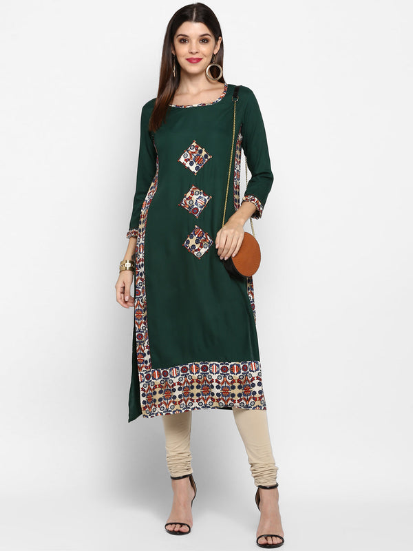 Women's Green Printed Kurta By Vbuyz- (1Pc Set)