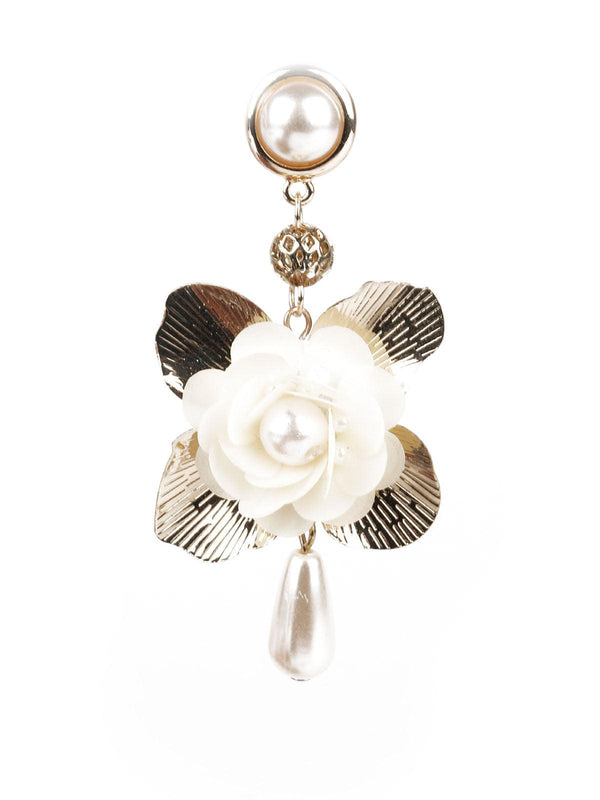 Women's Gold And White Dangle Earrings - Odette