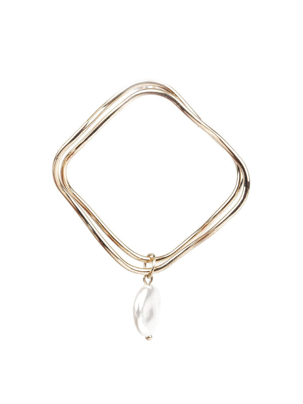 Women's Gold And White Hoop Earrings - Odette