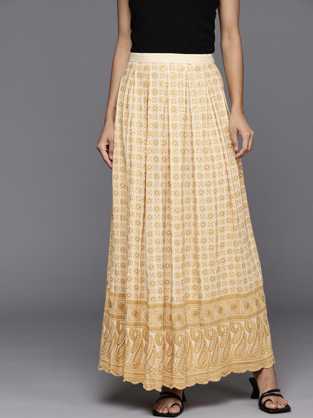 Gold Embellished Rayon Skirts - Jashvi