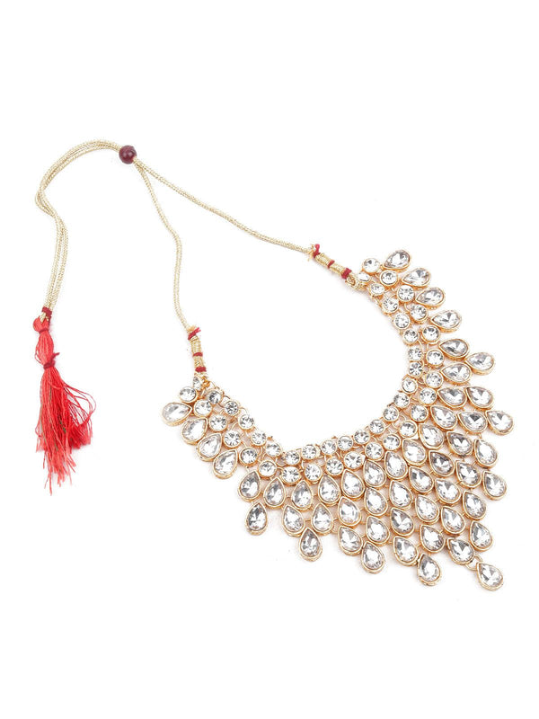 Women's Gold Necklace Set With Maang Tika - Odette