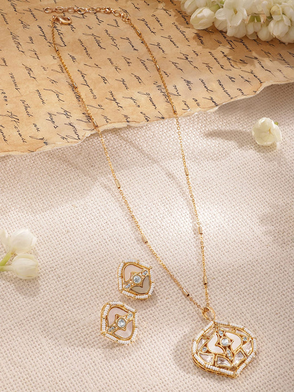 Gold-Plated CZ-Studded Necklace Set