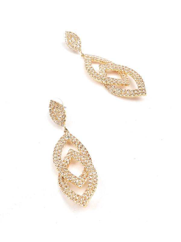 Women's Gold-Tone Studded Overlapping Gorgeous Statement Earrings - Odette