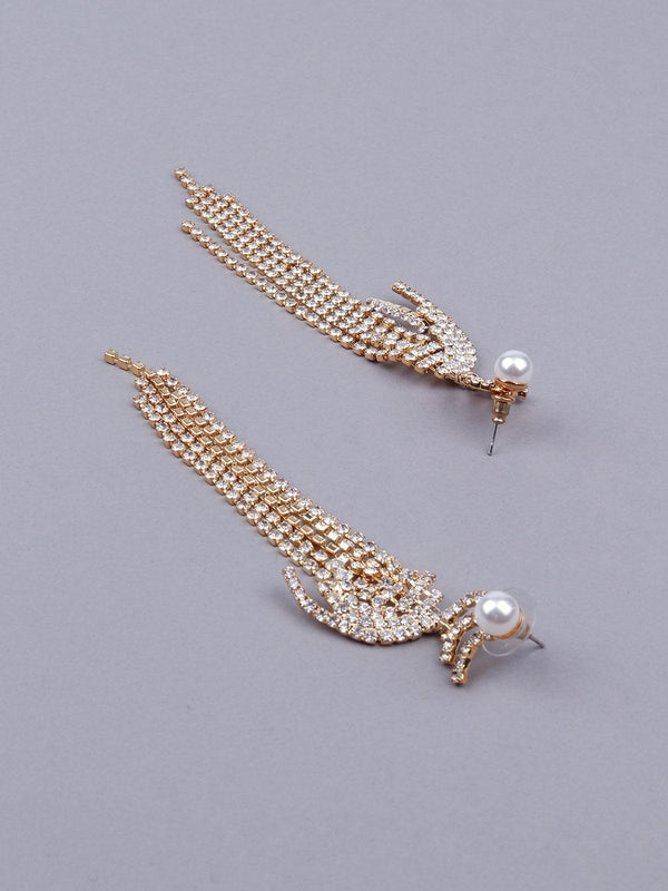 Women's Gorgeous Gold-Tone Crystal Drop Tassel Earrings - Odette