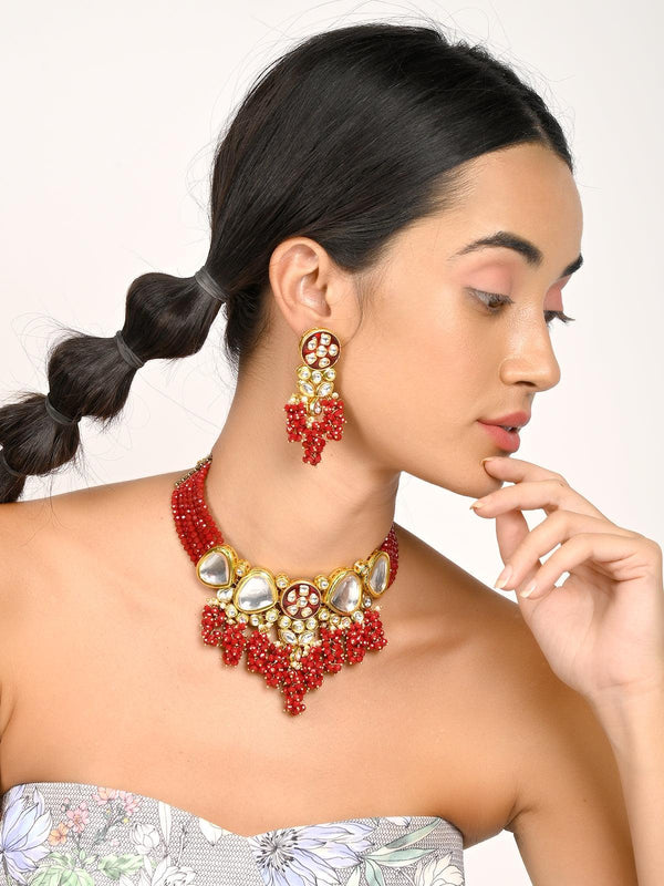 Women's Gorgeous Red Vibrant Necklace Set - Odette