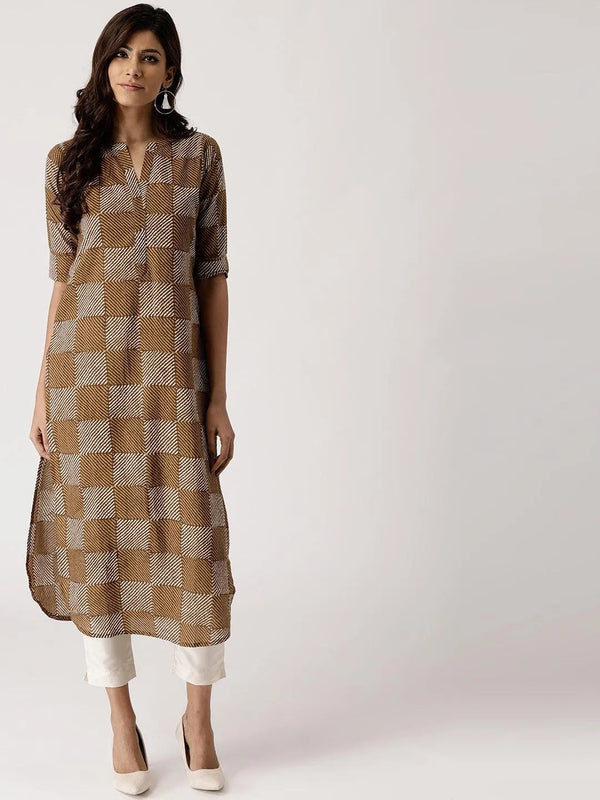 Green Checkered Cotton Kurta - Jashvi