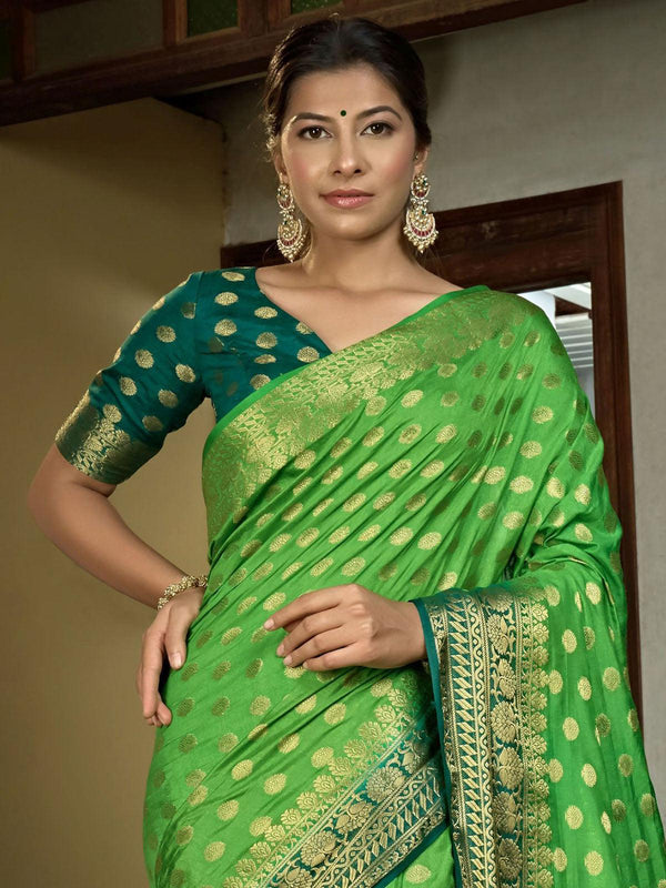 Women's Green Color Traditional Wear Silk Saree - Odette