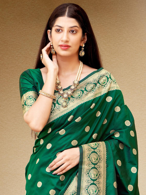 Women's Green Color Traditional Wear Silk Saree - Odette