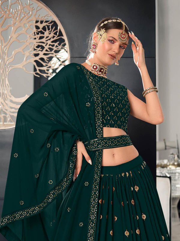 Women's Green Designer Lehenga Choli - Odette