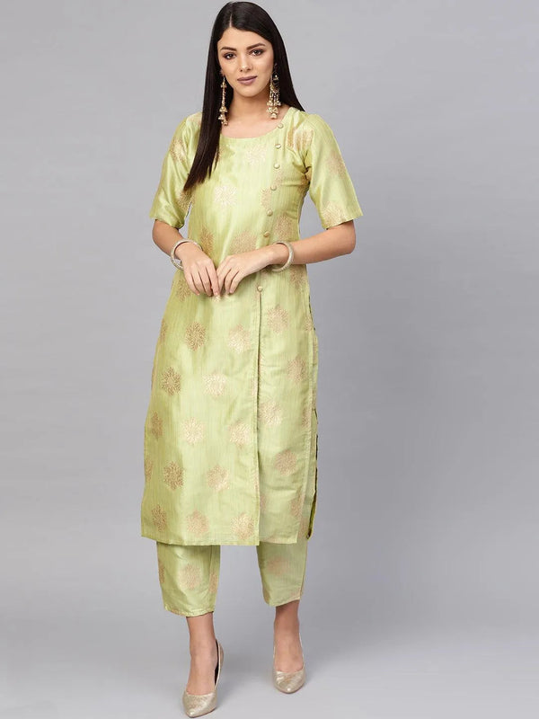 Green Embroidered Chanderi Kurta Set - Jashvi