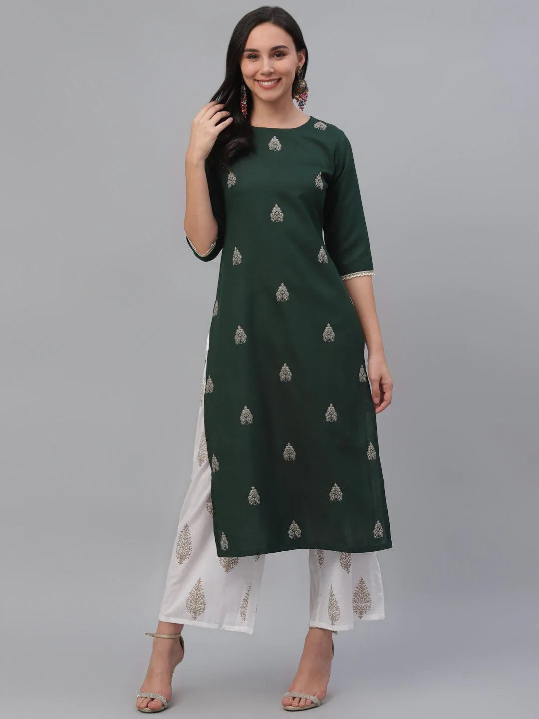 Green Embroidered Rayon Kurta - Jashvi