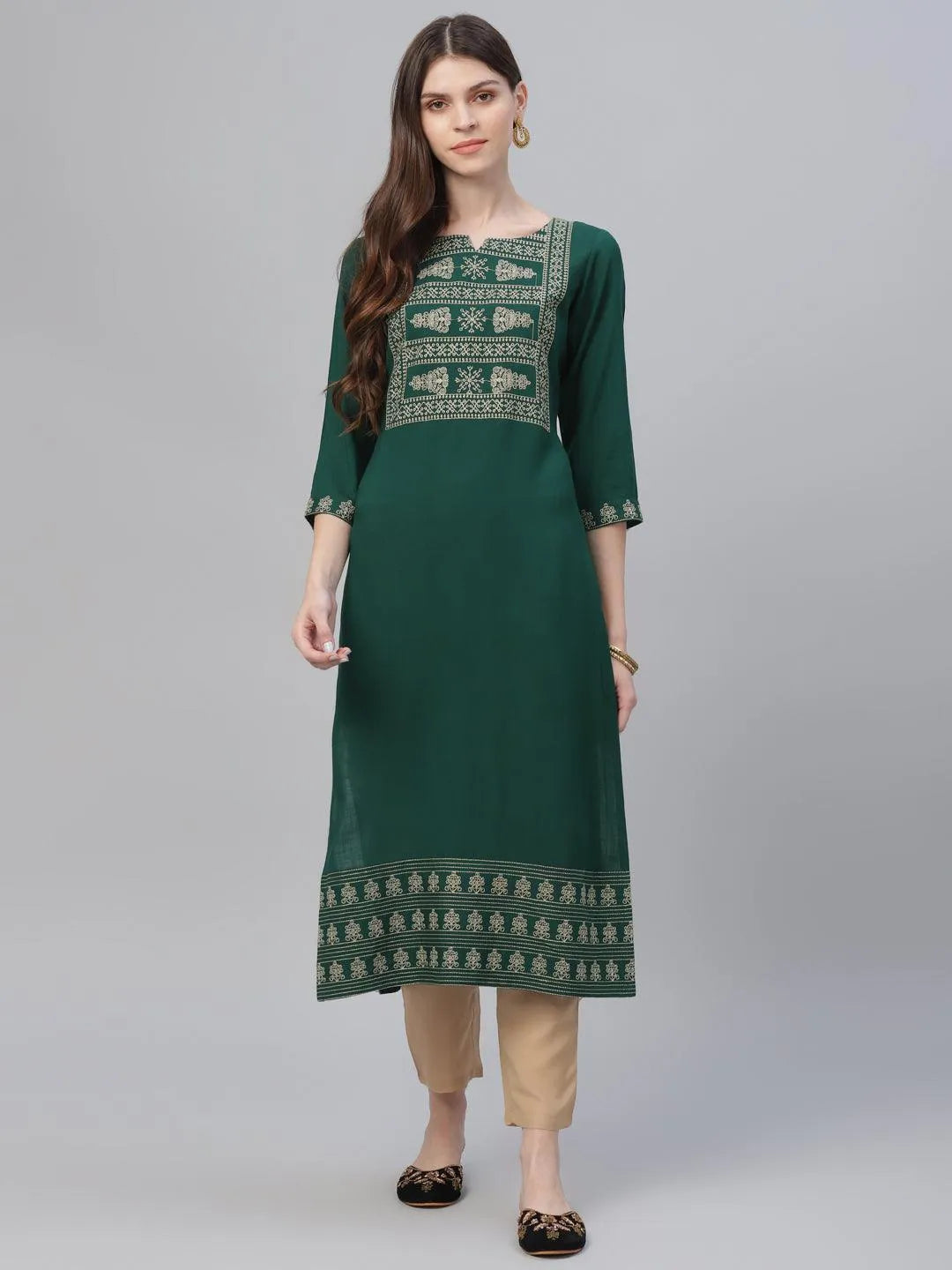 Green Embroidered Rayon Kurta Set - Jashvi