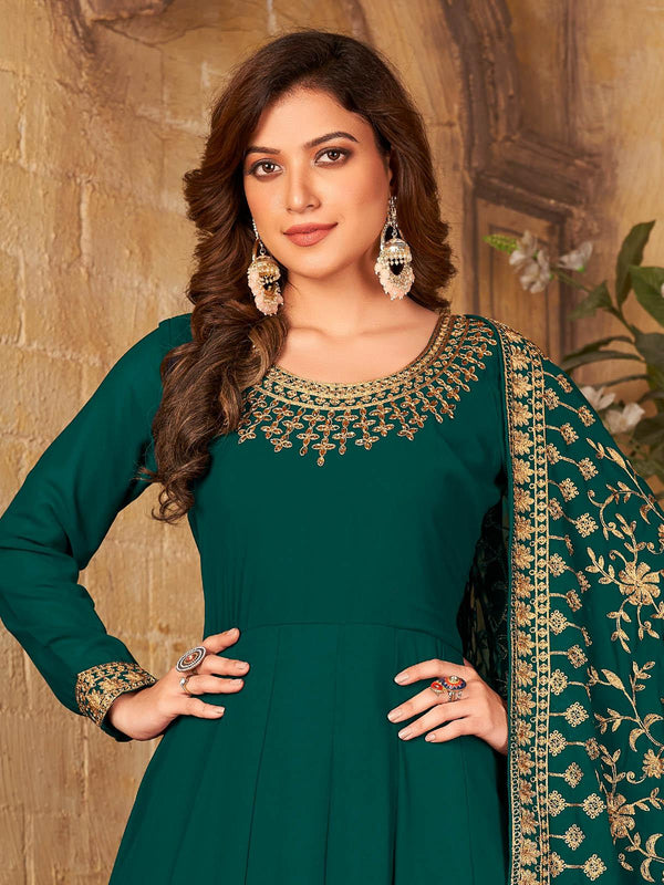 Women's Green Faux Georgette Kurta Set - Odette