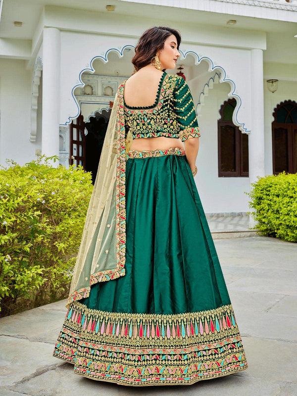 Women's Green Festival Wear Lehenga Set - Odette