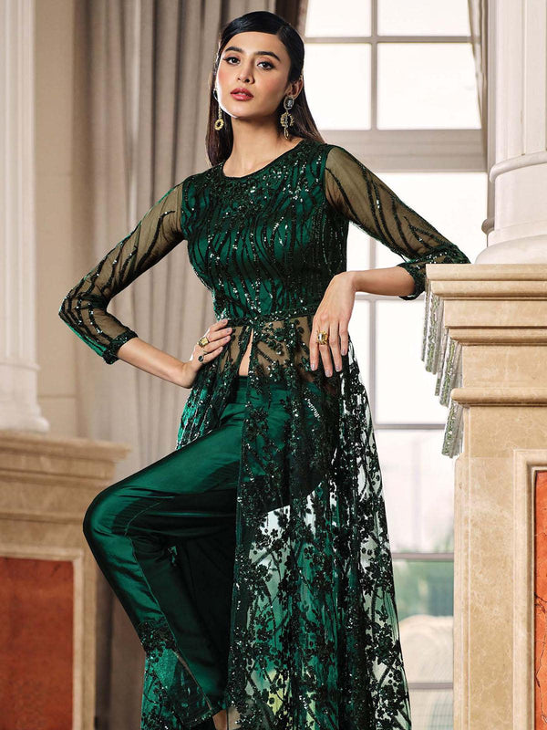 Women's Green Festive Salwar Suit Sets - Odette