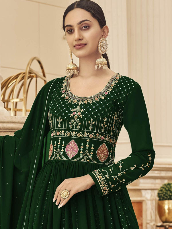 Women's Green Floor Length Anarkali Kurta - Odette