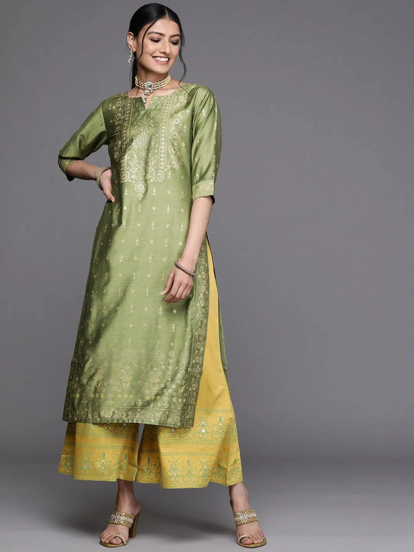 Green Printed Chanderi Silk Kurta - Jashvi