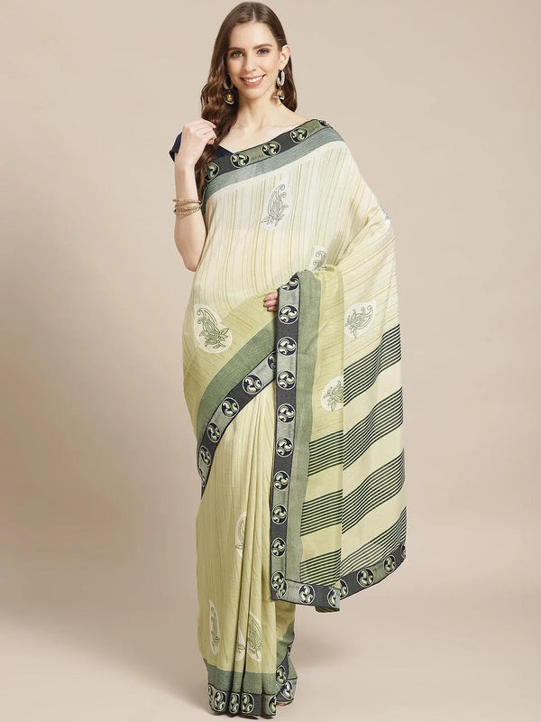 Green Printed Chiffon Saree - Jashvi