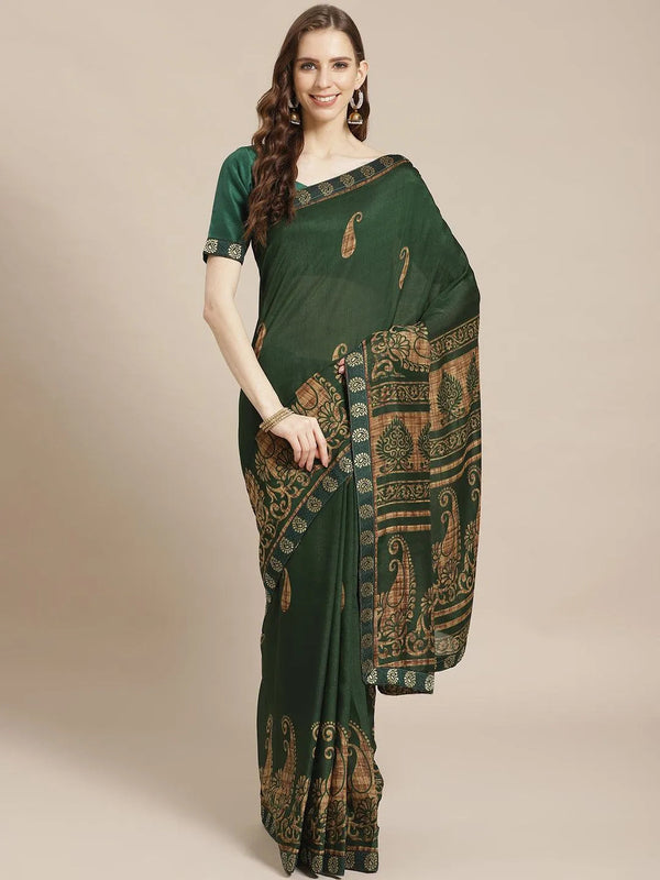 Green Printed Chiffon Saree - Jashvi