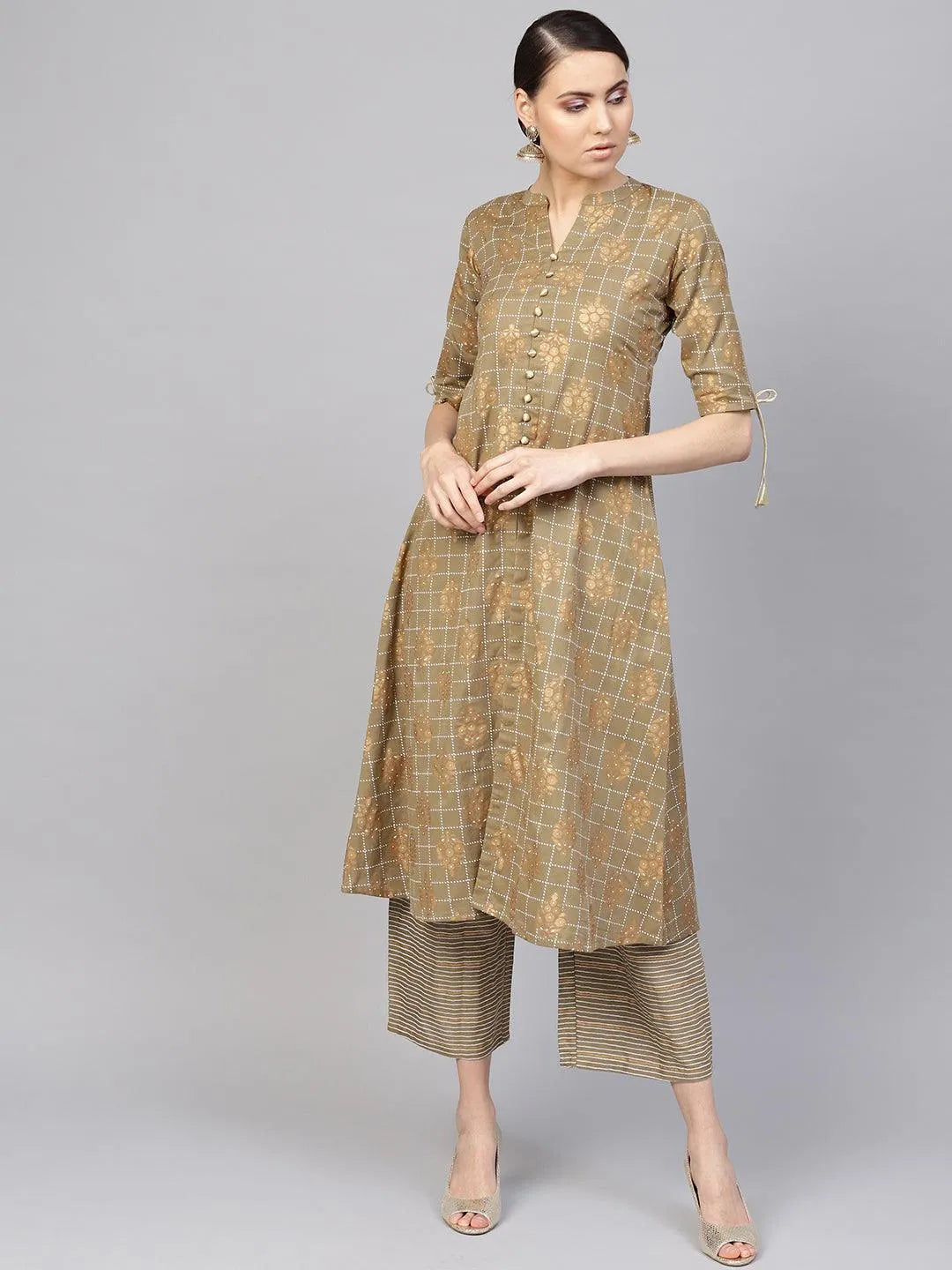 Green Printed Pure Cotton Kurta Set - Jashvi