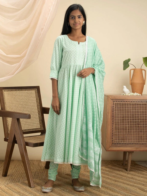 Green Printed Cotton Suit Set - Jashvi