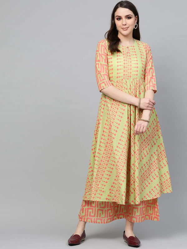 Green Printed Cotton Kurta Set - Jashvi