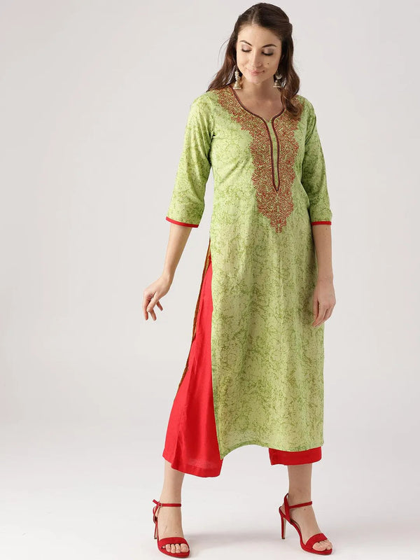 Green Printed Cotton Kurta - Jashvi