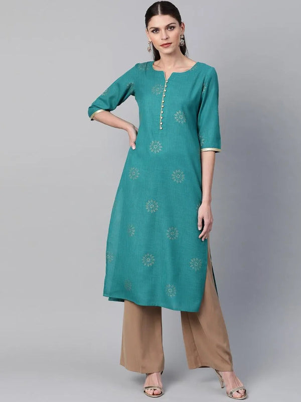 Green Printed Cotton Kurta - Jashvi