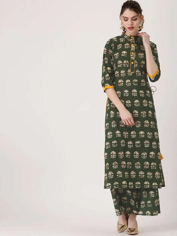 Green Printed Cotton Kurta - Jashvi