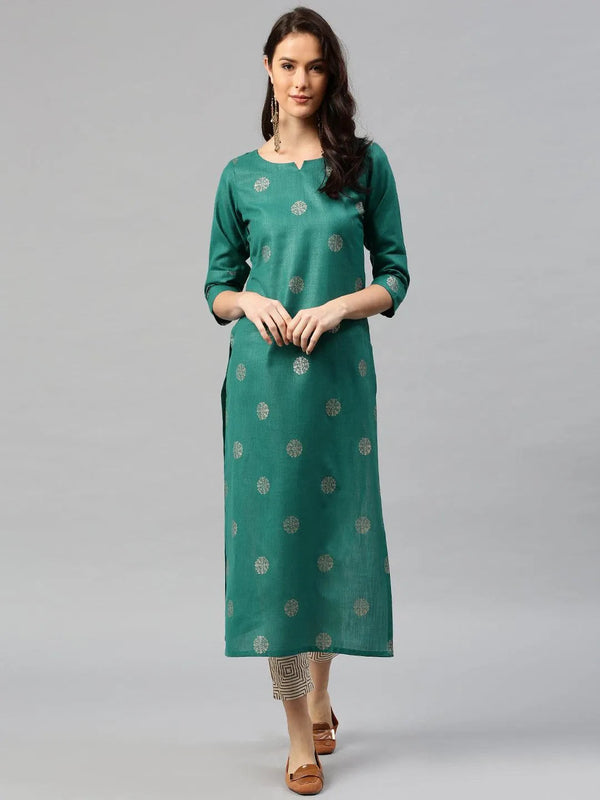 Green Printed Cotton Kurta - Jashvi