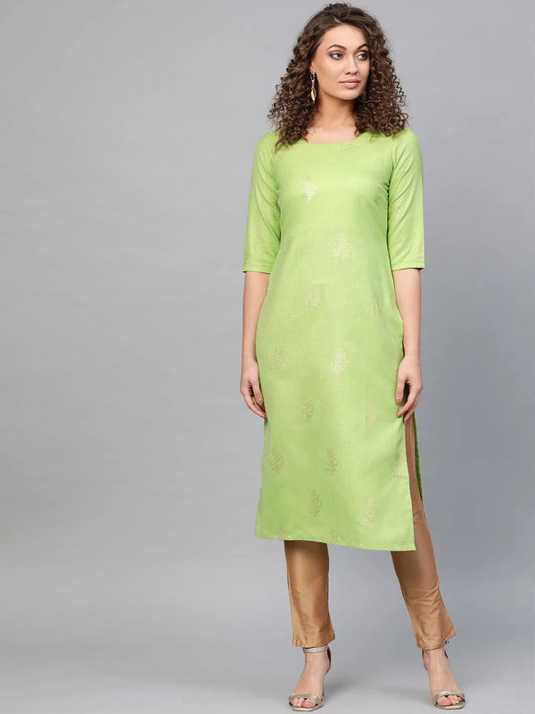 Green Printed Cotton Kurta - Jashvi