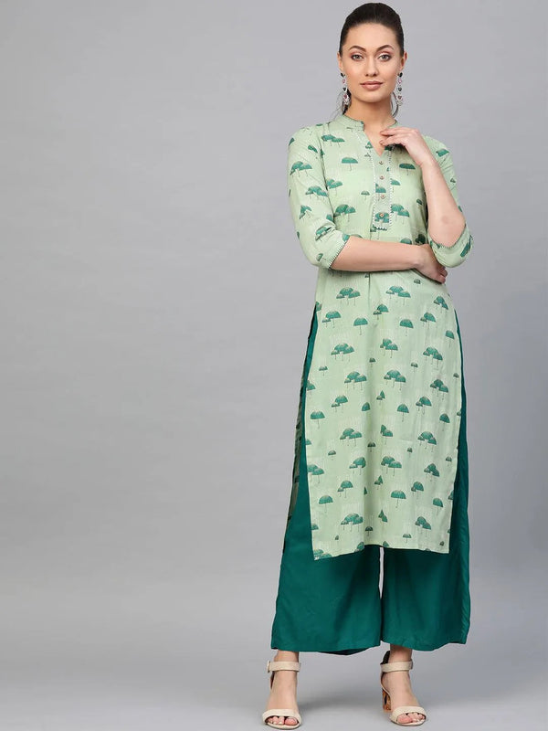 Green Printed Cotton Kurta - Jashvi