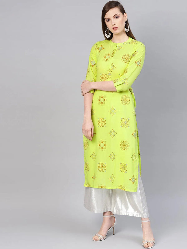 Green Printed Cotton Kurta - Jashvi