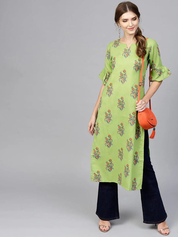 Green Printed Cotton Kurta - Jashvi