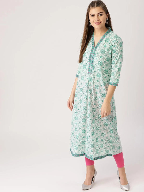 Green Printed Cotton Kurta - Jashvi