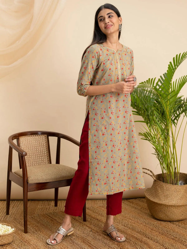 Green Printed Cotton Kurta - Jashvi