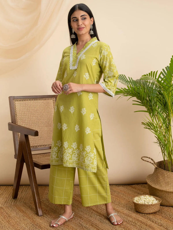 Green Printed Cotton Kurta - Jashvi