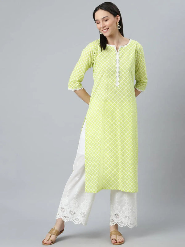 Green Printed Cotton Kurta - Jashvi