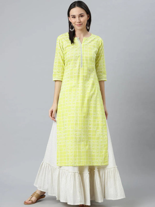 Green Printed Cotton Kurta - Jashvi