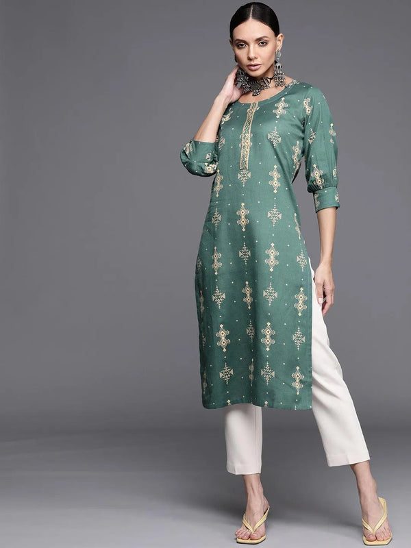 Green Printed Cotton Kurta - Jashvi