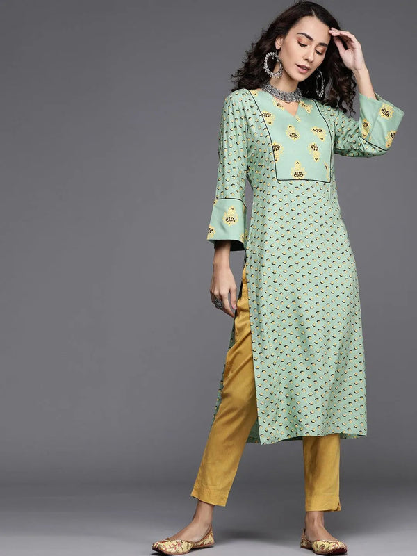 Green Printed Cotton Kurta - Jashvi