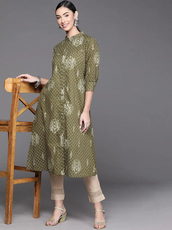 Green Printed Cotton Kurta - Jashvi