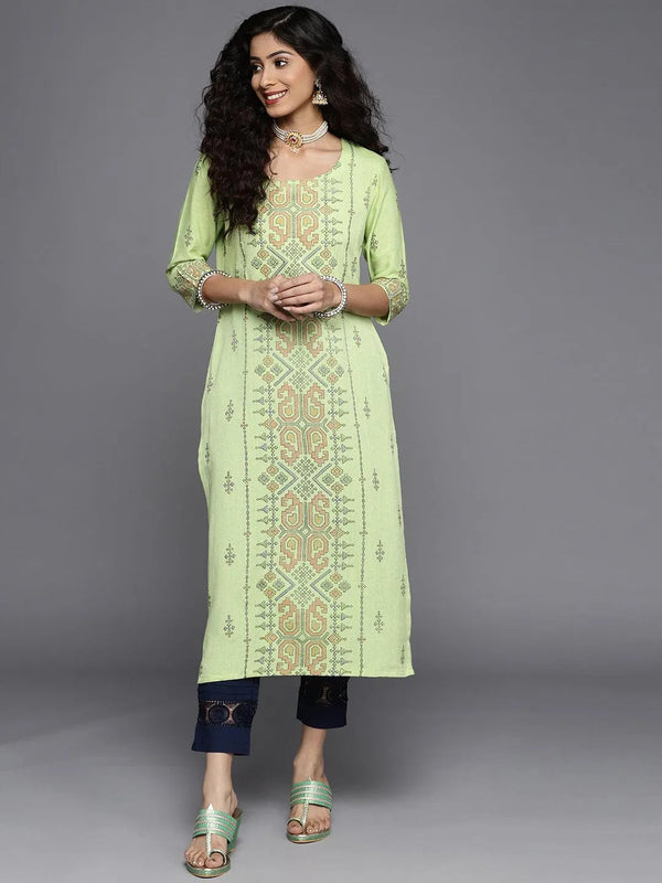 Green Printed Cotton Kurta - Jashvi