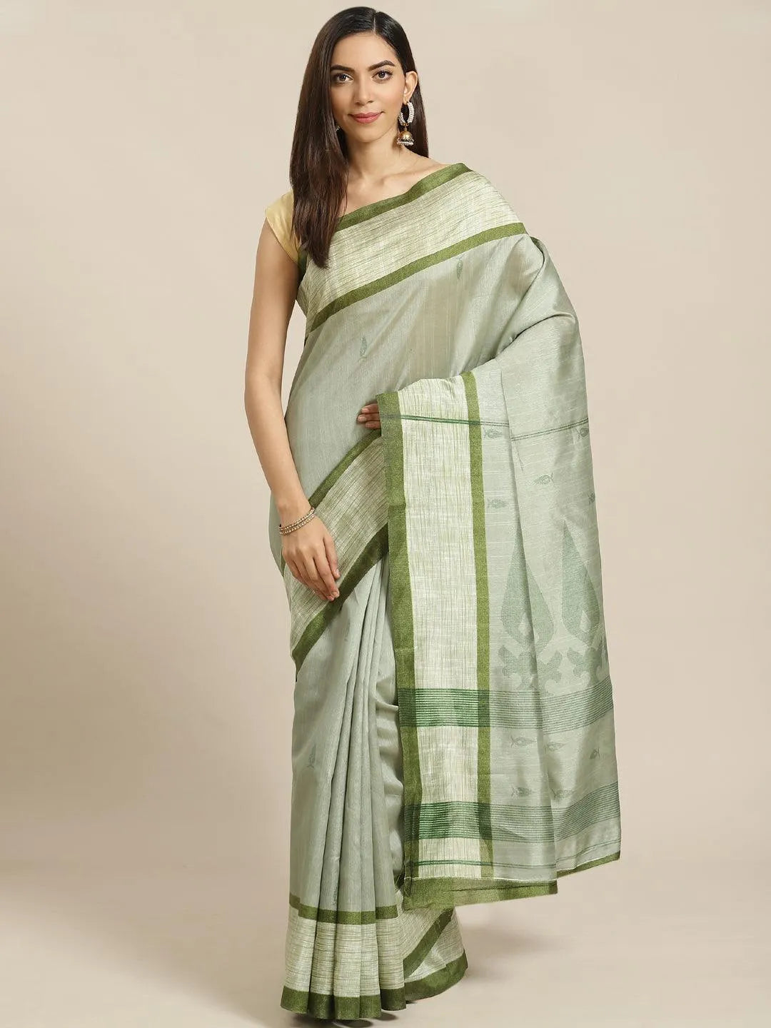 Green Printed Cotton Silk Saree - Jashvi